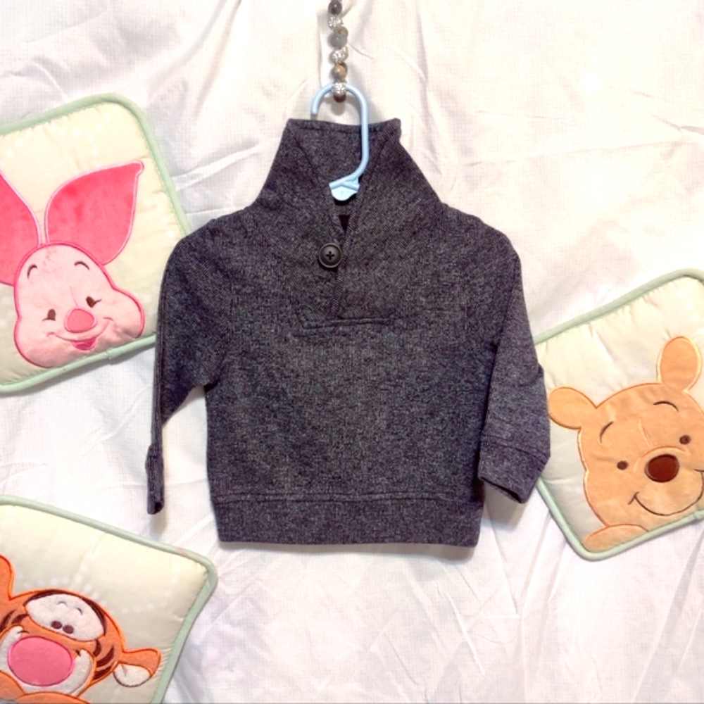 🧮6/$20 Falls Creek-Kids Boys Pullover Sweater Shawl Collar Grey Sz. 12 mos